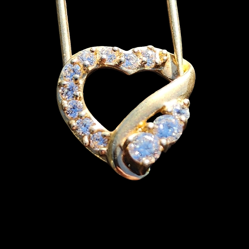 14k yellow gold & diamonds heart scarf pin pendant fine jewelry