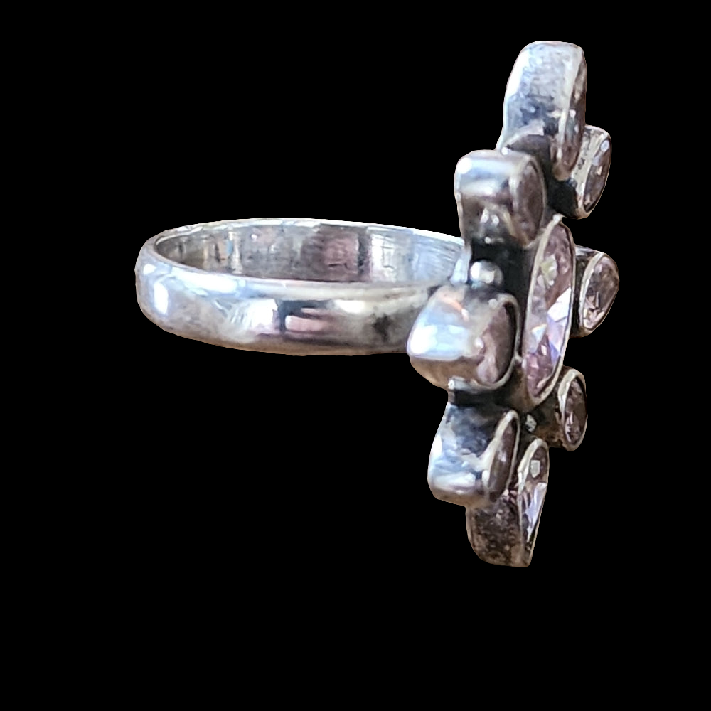Sterling Silver Ring With Pink Gemstones size 7.25 Fine Fashion jewelry