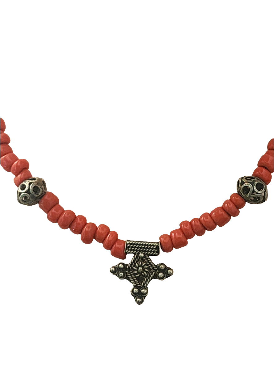 Moroccan red coral Boghdad Necklace unique jewelry