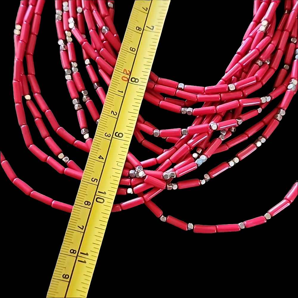 Stella & Dot red and gold tone layer necklace designer