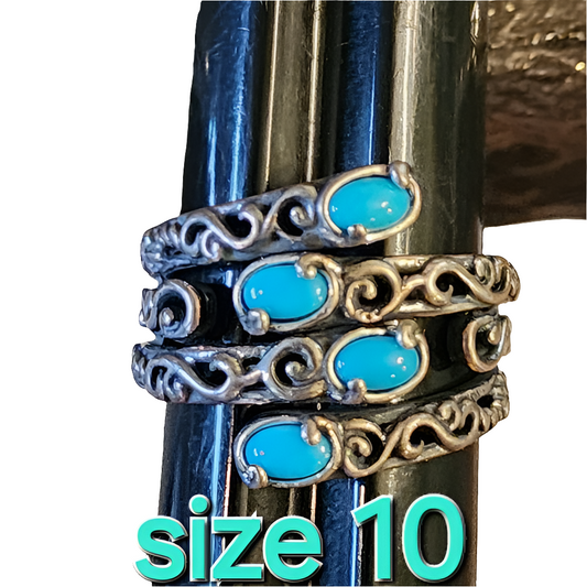 Sterling Silver Carolyn Pollack Relios Sleeping Beauty Turquoise ring size 10