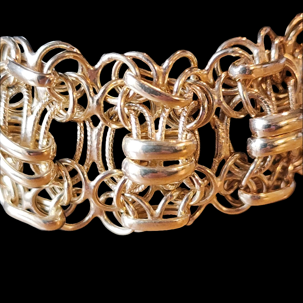 Sterling silver OT Turkey gold vermeil link bracelet fine jewelry wedding gift