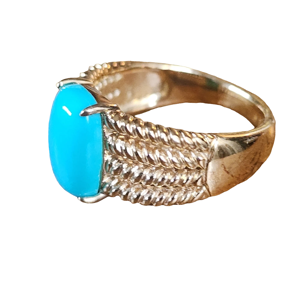 Sterling Silver Gold vermeil Turquoise Ring size 9.75 fine jewelry unisex