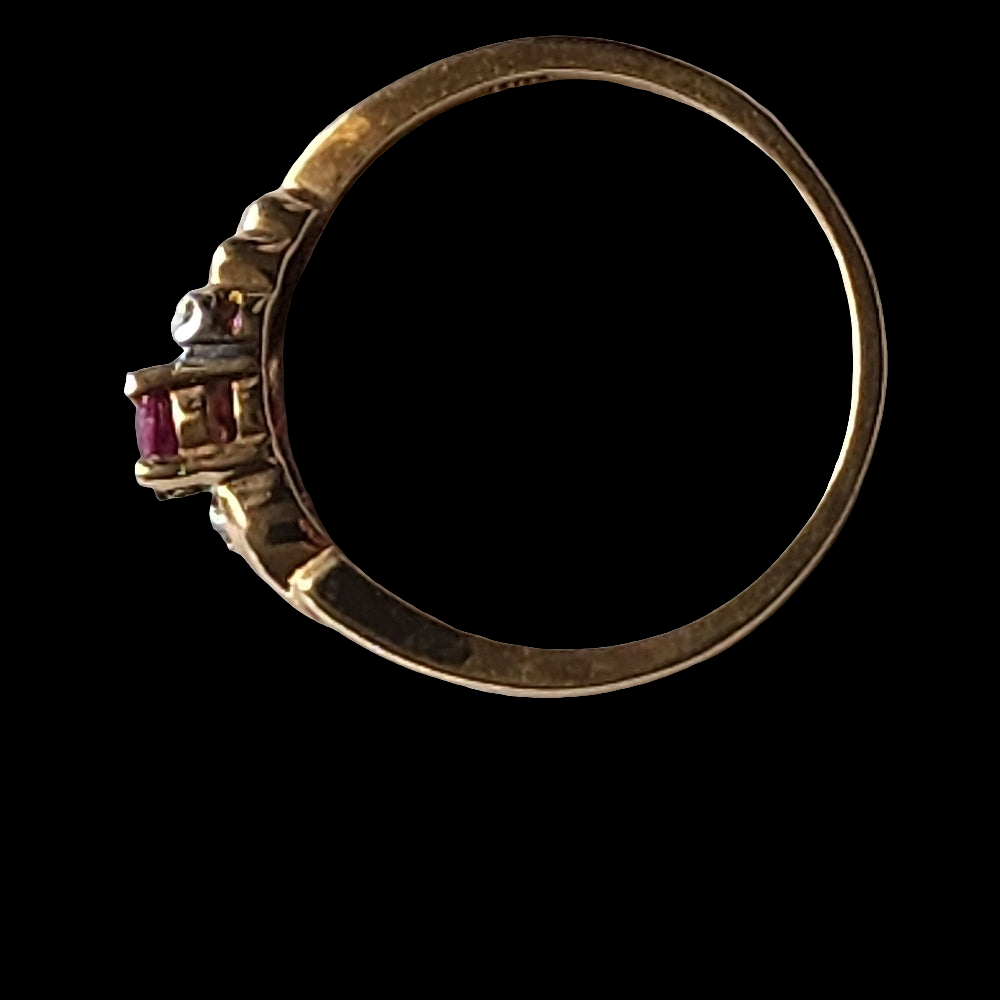 10K yellow gold pink sapphire and diamond ring size 6.5 fine jewelry
