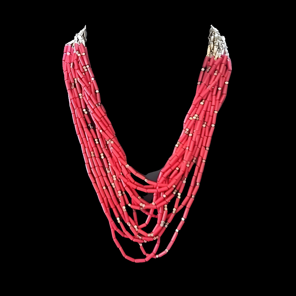 Stella & Dot red and gold tone layer necklace designer