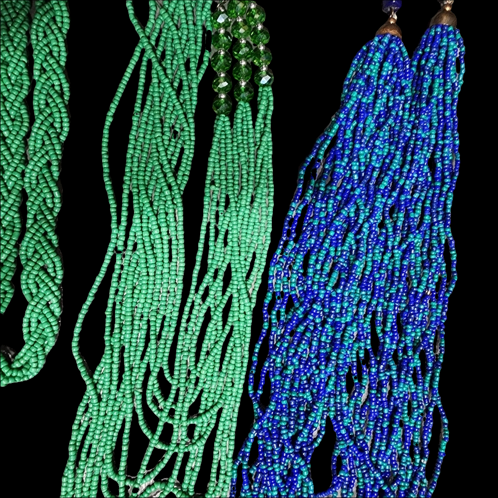 Fashion costume jewelry necklace lot Glass seed beads multi layered green blue