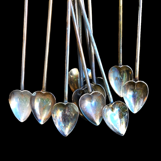 Lot of 11 vintage heart shaped drinking straws iced tea lemonade set