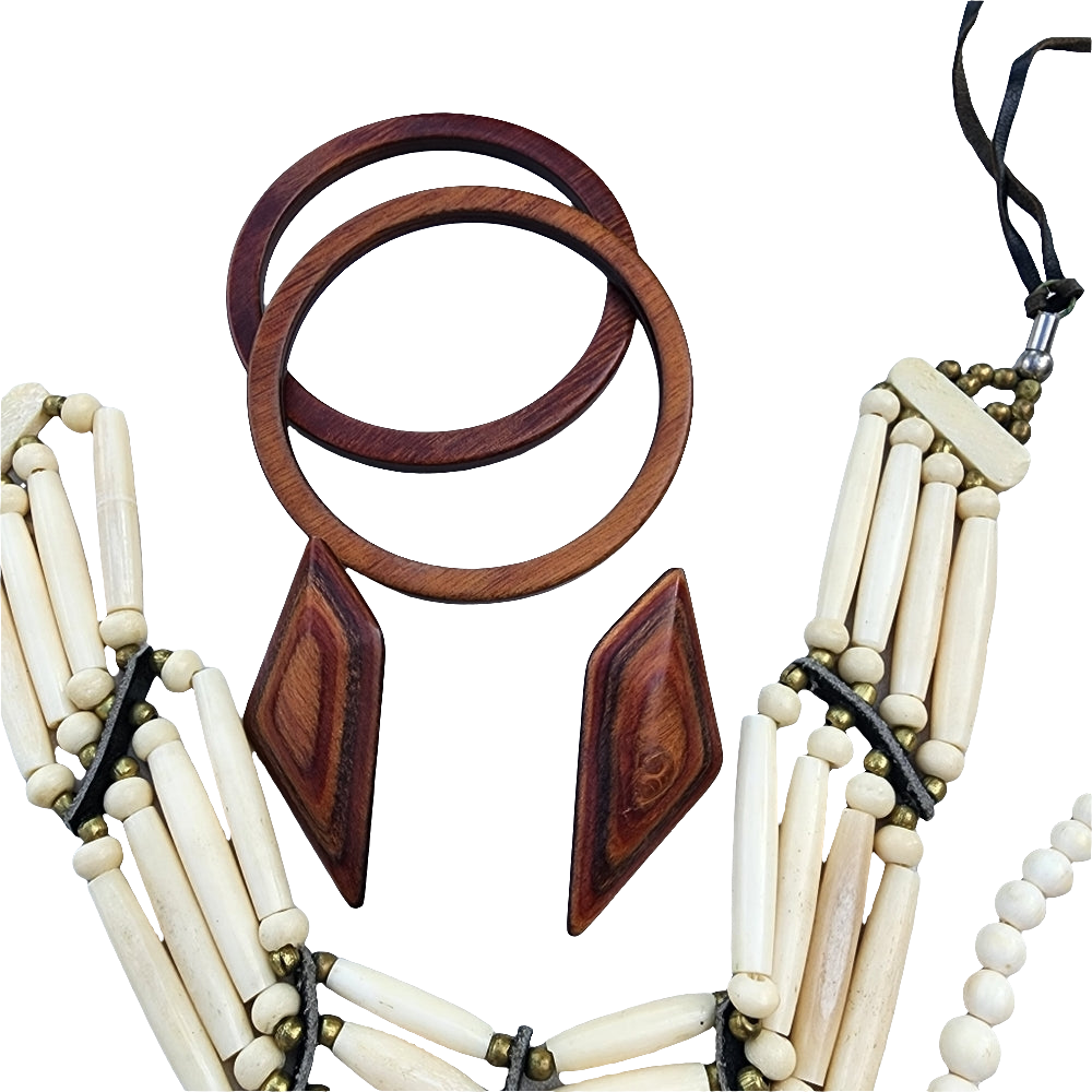 Lot of organic jewelry Wood bone Native American necklace bracelets earrings