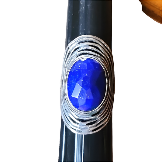PZ israel Sterling silver ring chunky blue stone ring size 9.75 fine jewelry