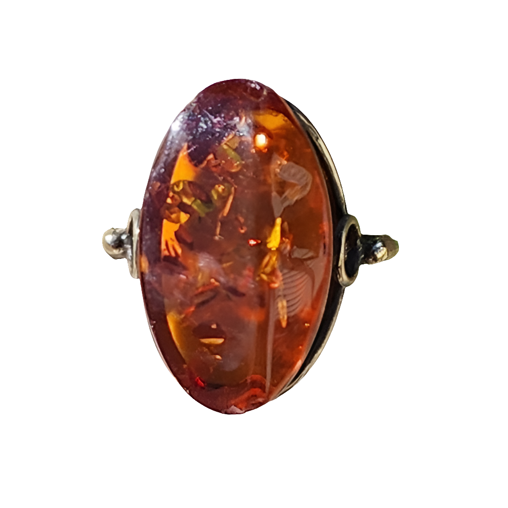 Sterling silver baltic amber ring size 6.5 Finland Sweden Maker's Mark S…