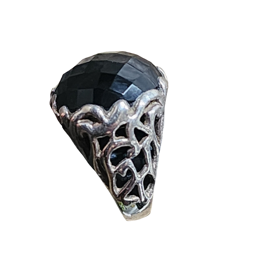 Sterling silver chunky ring with black stone size 7