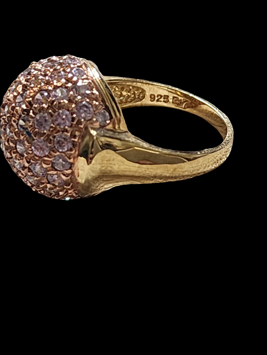 Ross Simons 14k Gold Vermeil  over Sterling Silver Pink Topaz Ball Ring Size 7