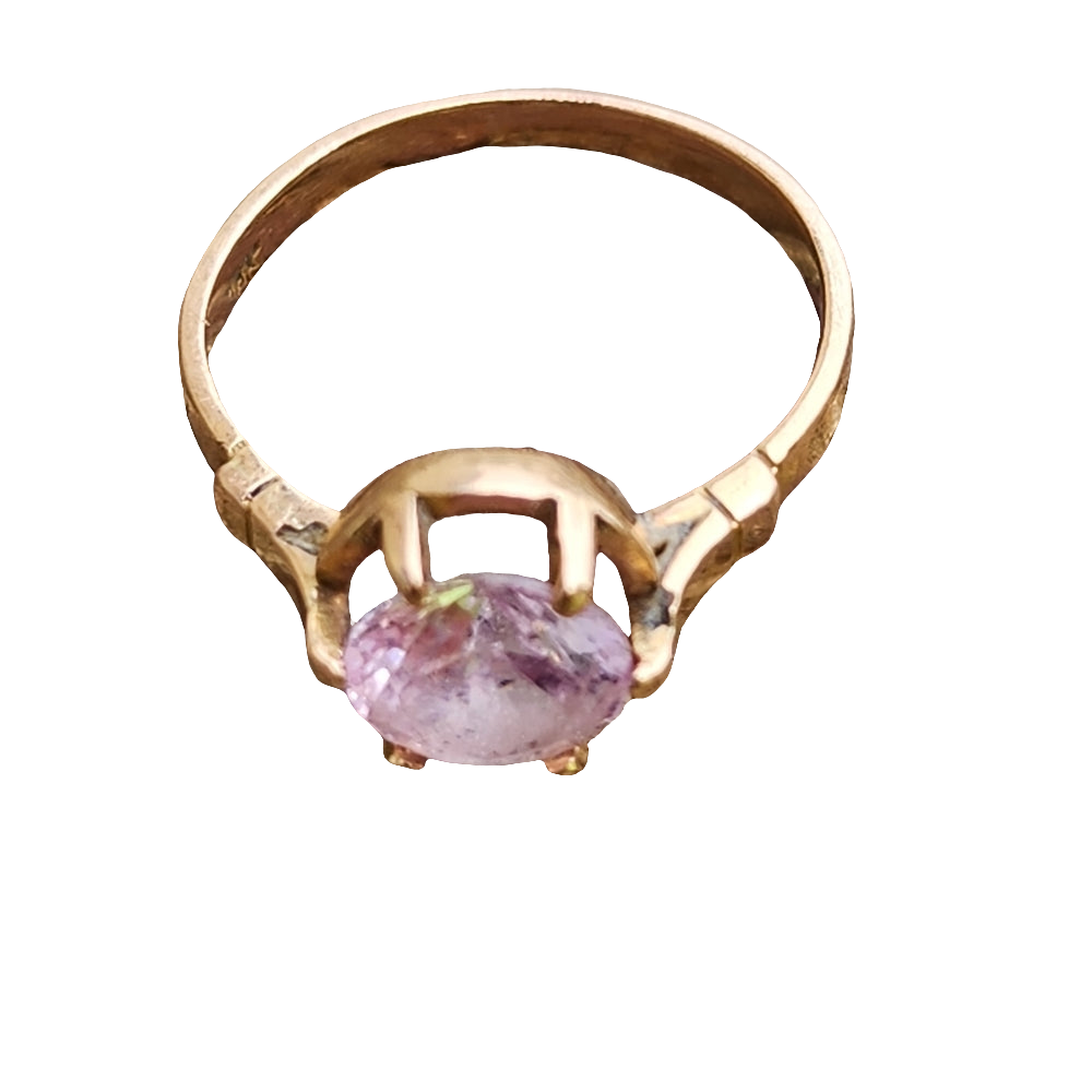 Antique 14k karat yellow gold ring with pink stone size 5.75
