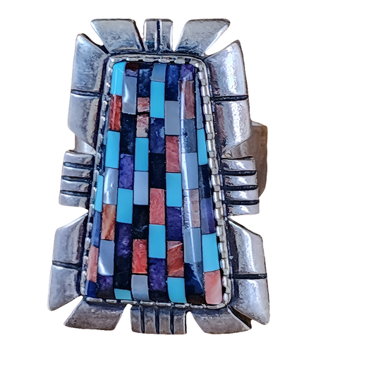 Carolyn Pollack Relios Sterling silver jewelry  ring size 10 inlay turquoise