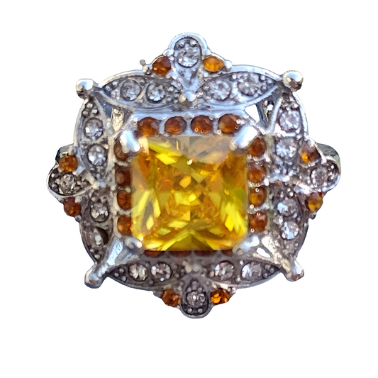 Sterling silver ring 3 carat citrine Stone topaz and white sapphire size…