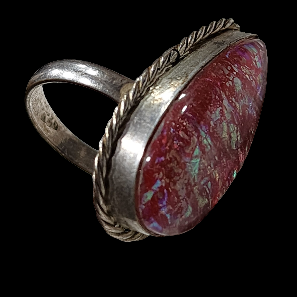 Sterling silver dragon's breath ring size 8.5
