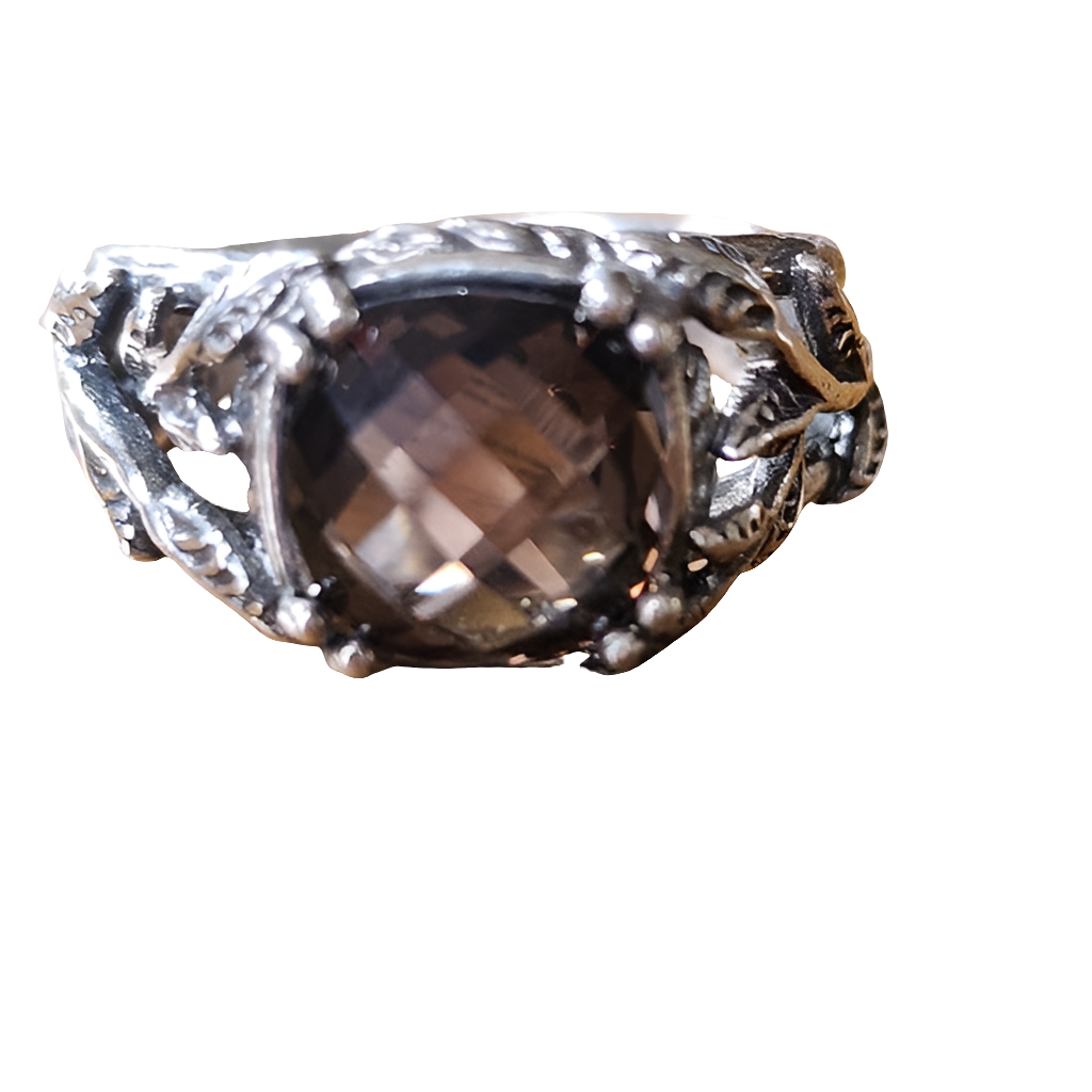 PZ israel Sterling silver Smokey quartz ring size 10 fine jewe…