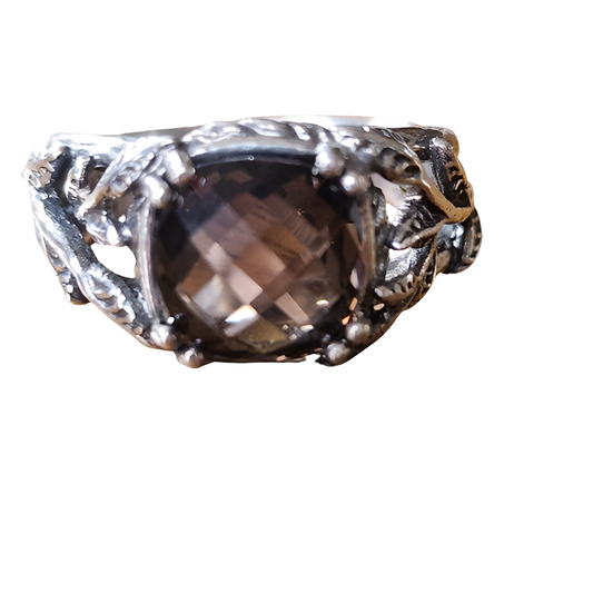 PZ israel Sterling silver Smokey quartz ring size 10 fine jewe…