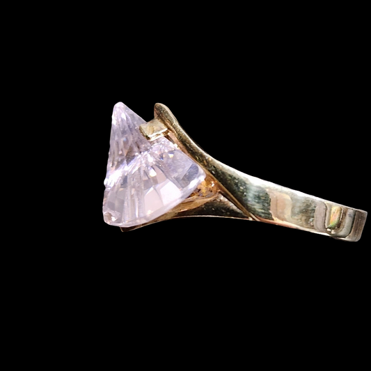 Sterling silver gold vermeil pink stone ring size 6.5