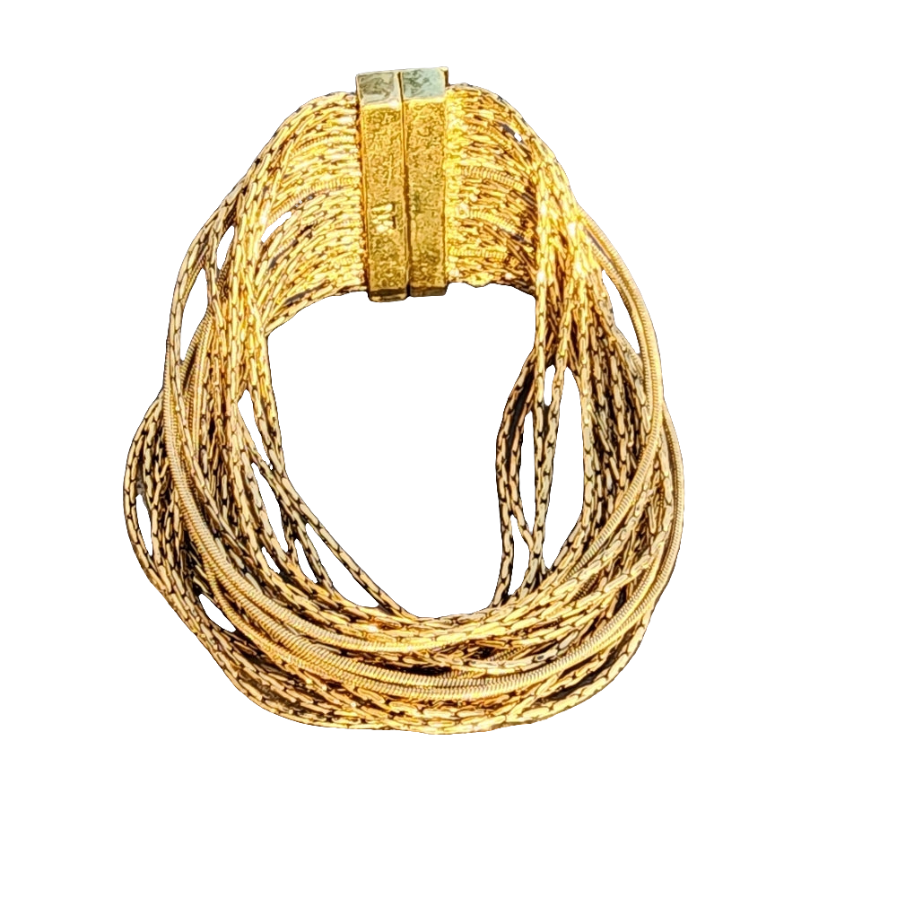 Designer multi-strand gold tone bangle bracelet dvf Diane von Furstenberg