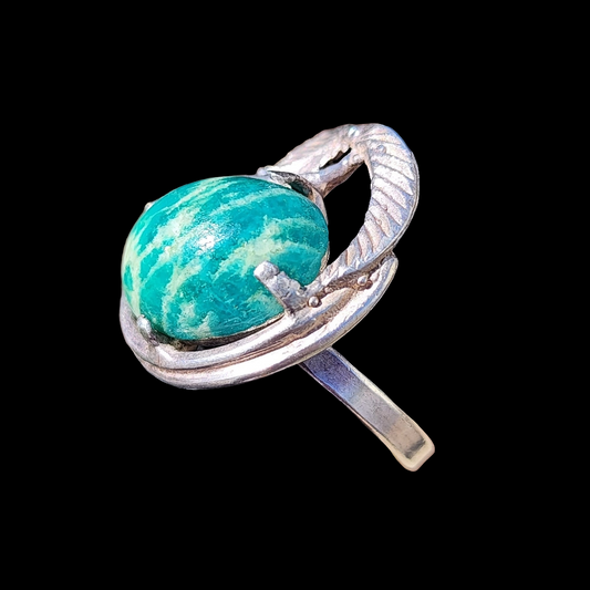 Vintage sterling silver ring size 6 Amazonite stone Danish finish Baltic states