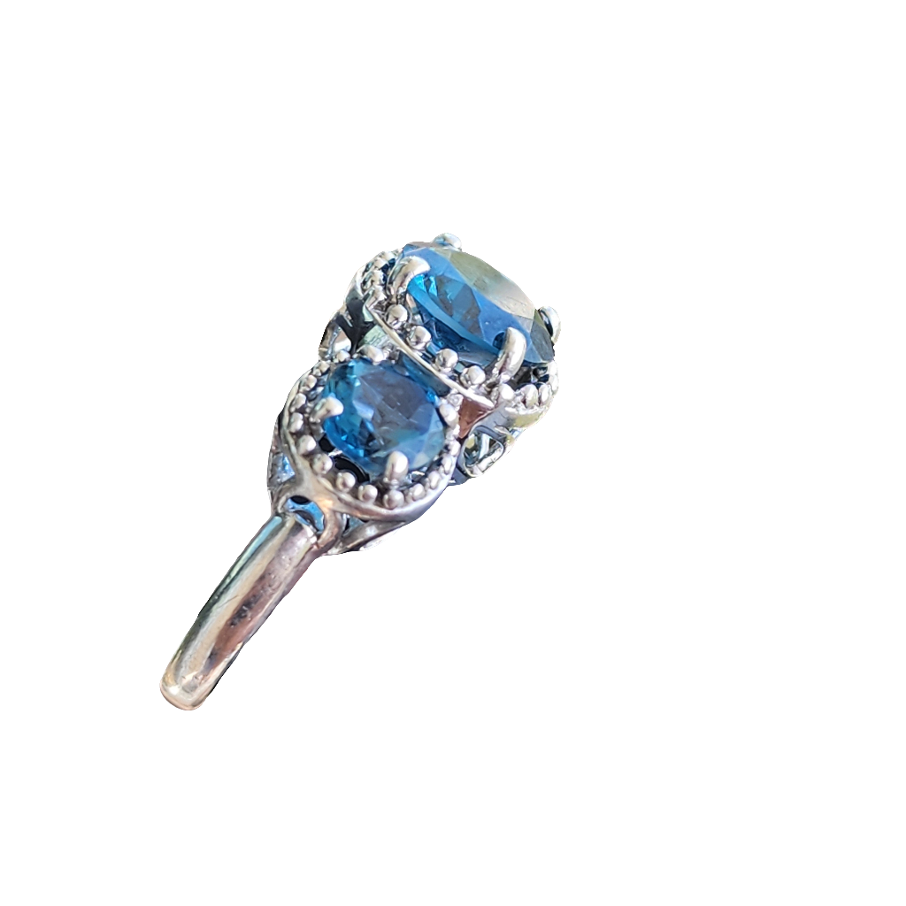 Sterling Silver Designer RSI London blue topaz size 6.75