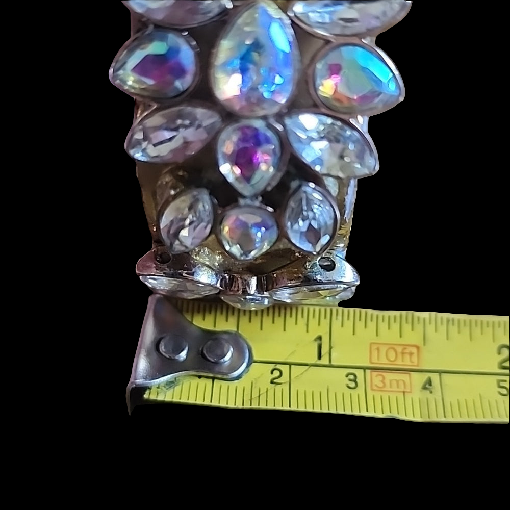 Ann Taylor Aurora borealis rhinestone gold tone Chunky Bangle bracelet designer