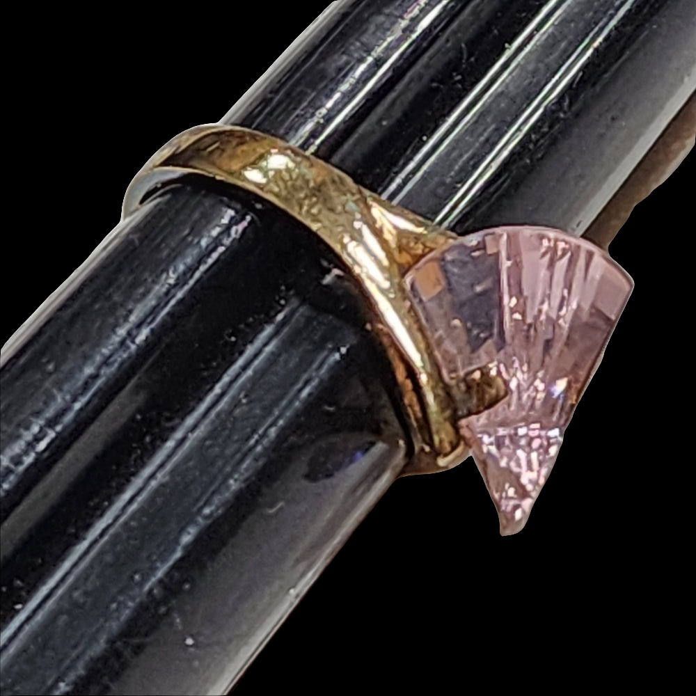 Sterling silver gold vermeil pink stone ring size 6.5