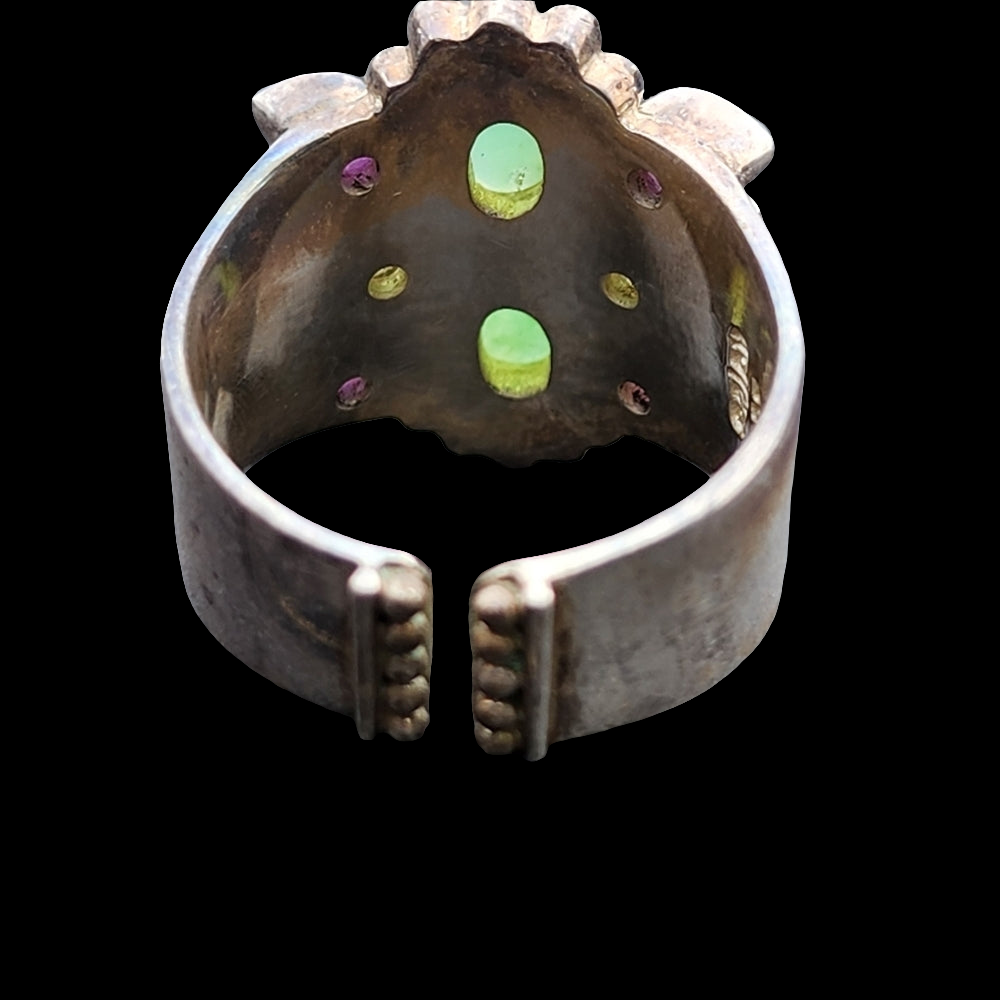 Sterling silver Sajen ring amethyst green jade cabachon size 10 fine jewelry