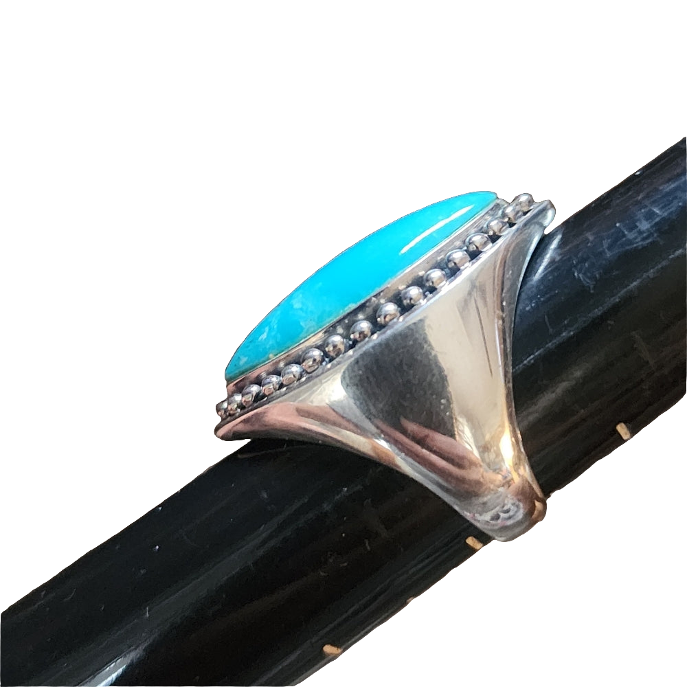 Sterling Silver Blue Turquoise Statement ring size 9.5 Fine Southwest Jewelry