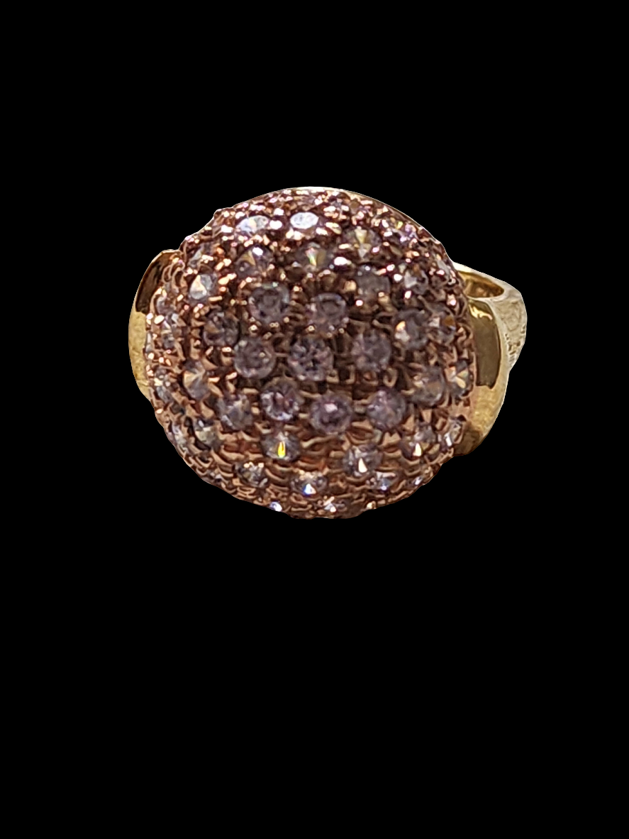 Ross Simons 14k Gold Vermeil  over Sterling Silver Pink Topaz Ball Ring Size 7