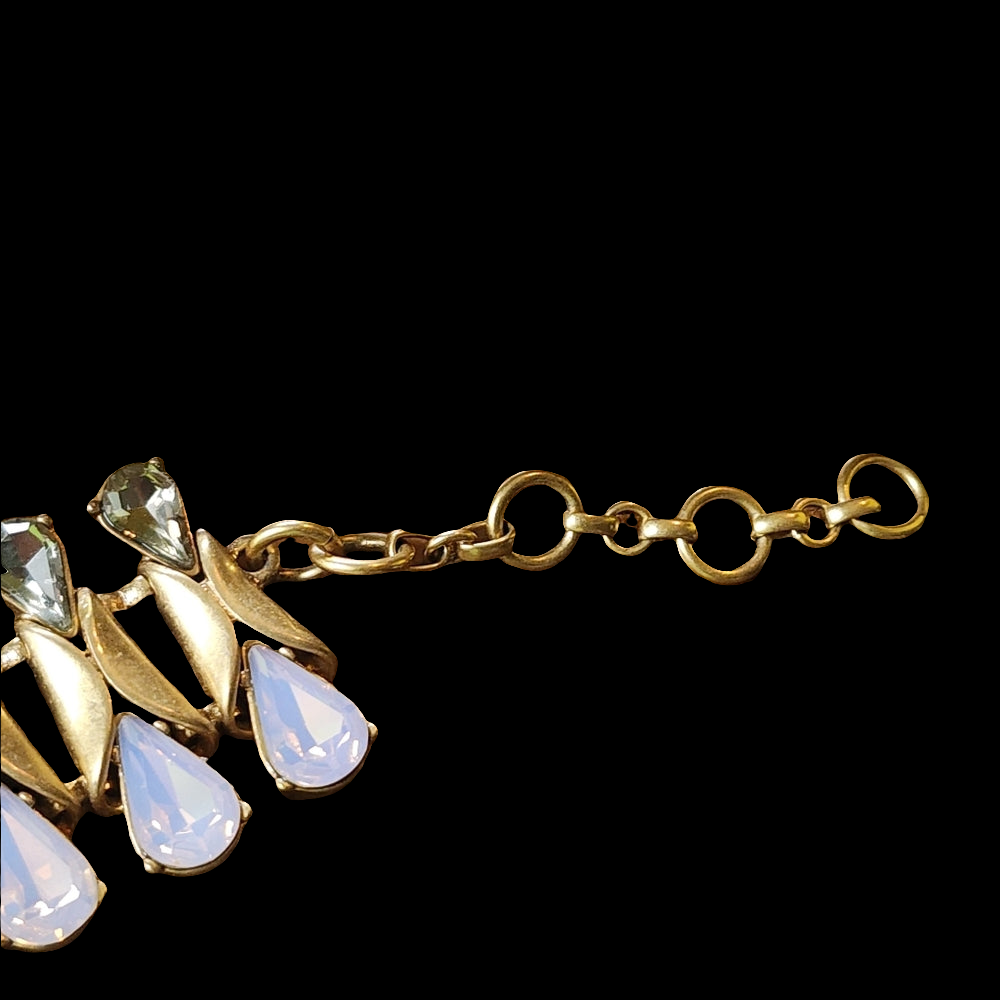 Designer J Crew rhinestone gold tone statement fashion jewelry necklace