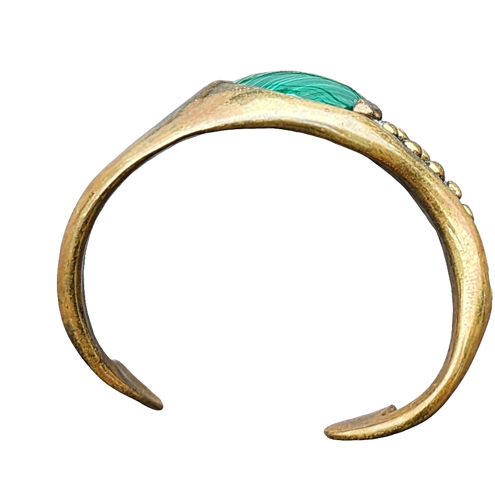 Rare Stephen Dweck modernist abstract malachite bronze cuff bracelet Designer