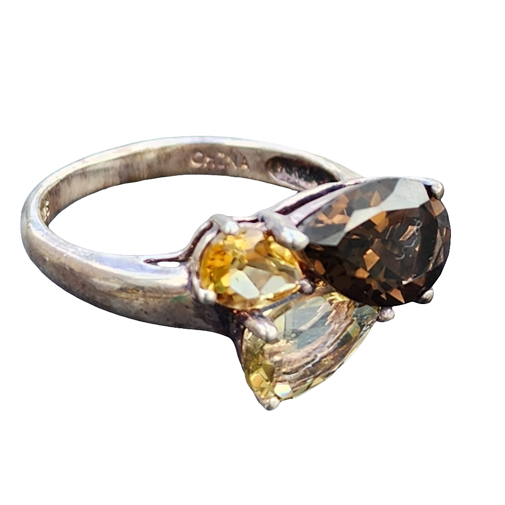 Sterling silver ring with natural smokey Quartz size 9.75 Fine Jewelry gemstones