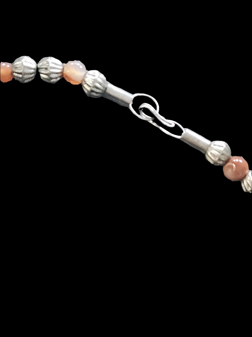 Silver tone tribal Necklace with dangling beads