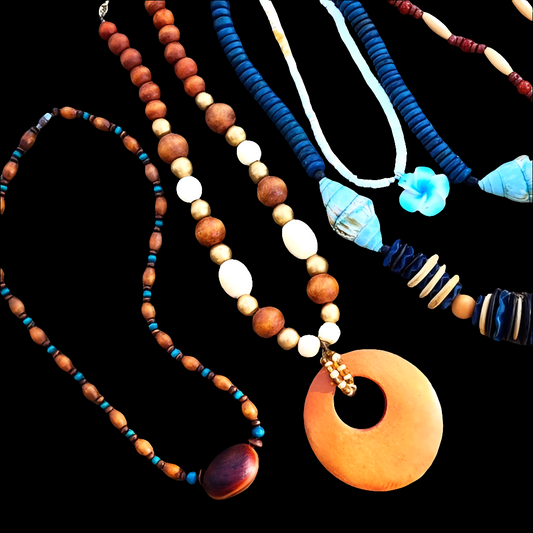 Organic jewelry Bundle lot necklaces bracelet wood shell Fashion Costume