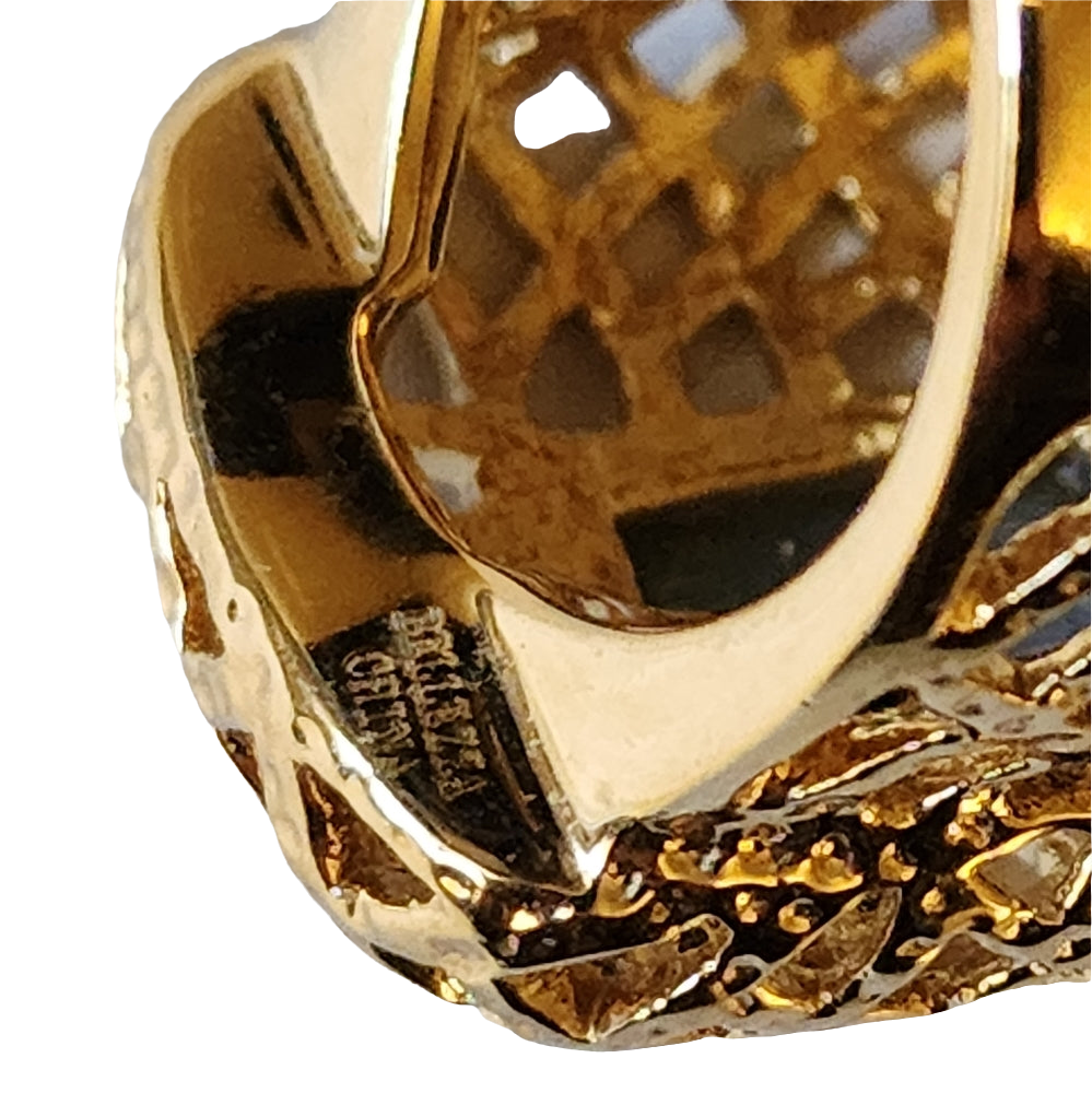 Ballezze Gold tone statement ring chunky size 9