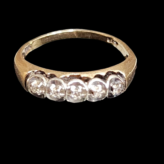 10k yellow gold dainty diamond ring wedding engagement antique jewelry sz 6.5
