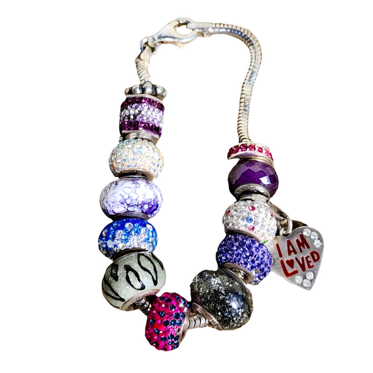 Italy Sterling silver Pandora type charm bracelet charms marked RCI 925