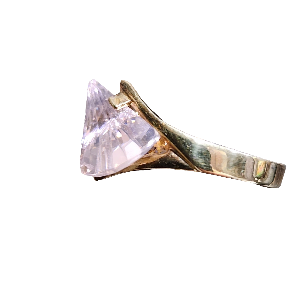 Sterling silver gold vermeil pink stone ring size 6.5