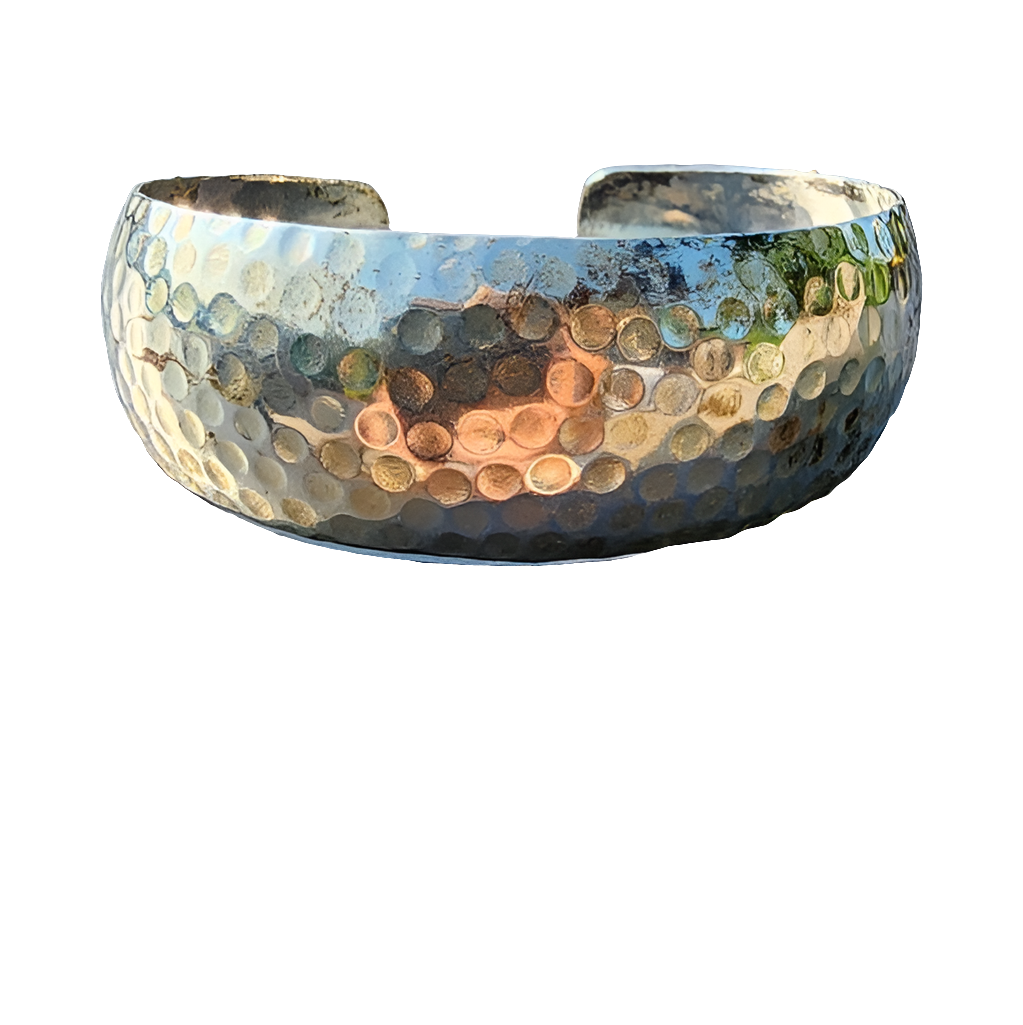 Sterling silver hammered cuff bracelet fine fashion Jewelry