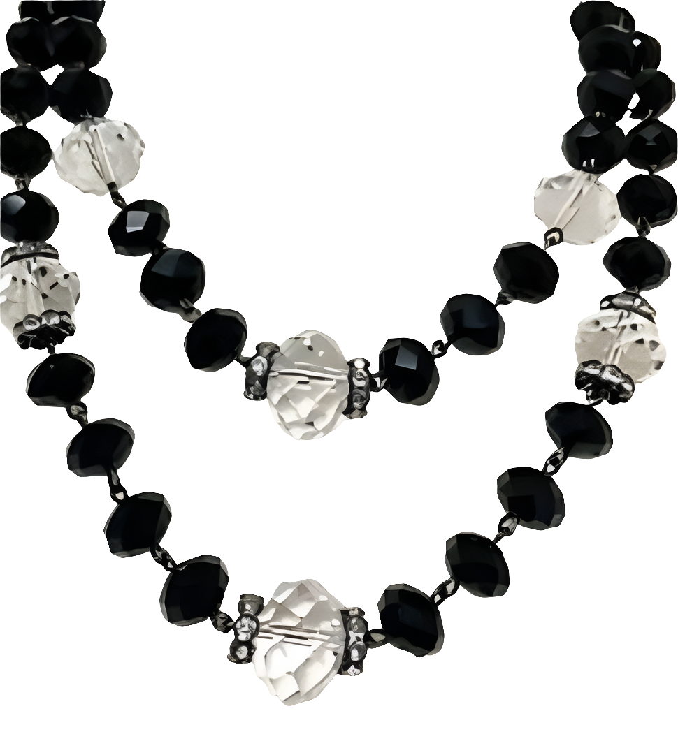 Crown Trifari faceted crystal double layer necklace