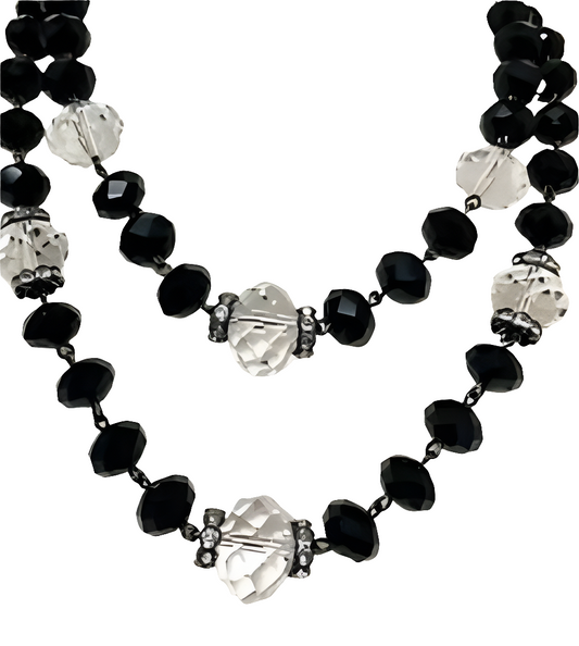 Crown Trifari faceted crystal double layer necklace