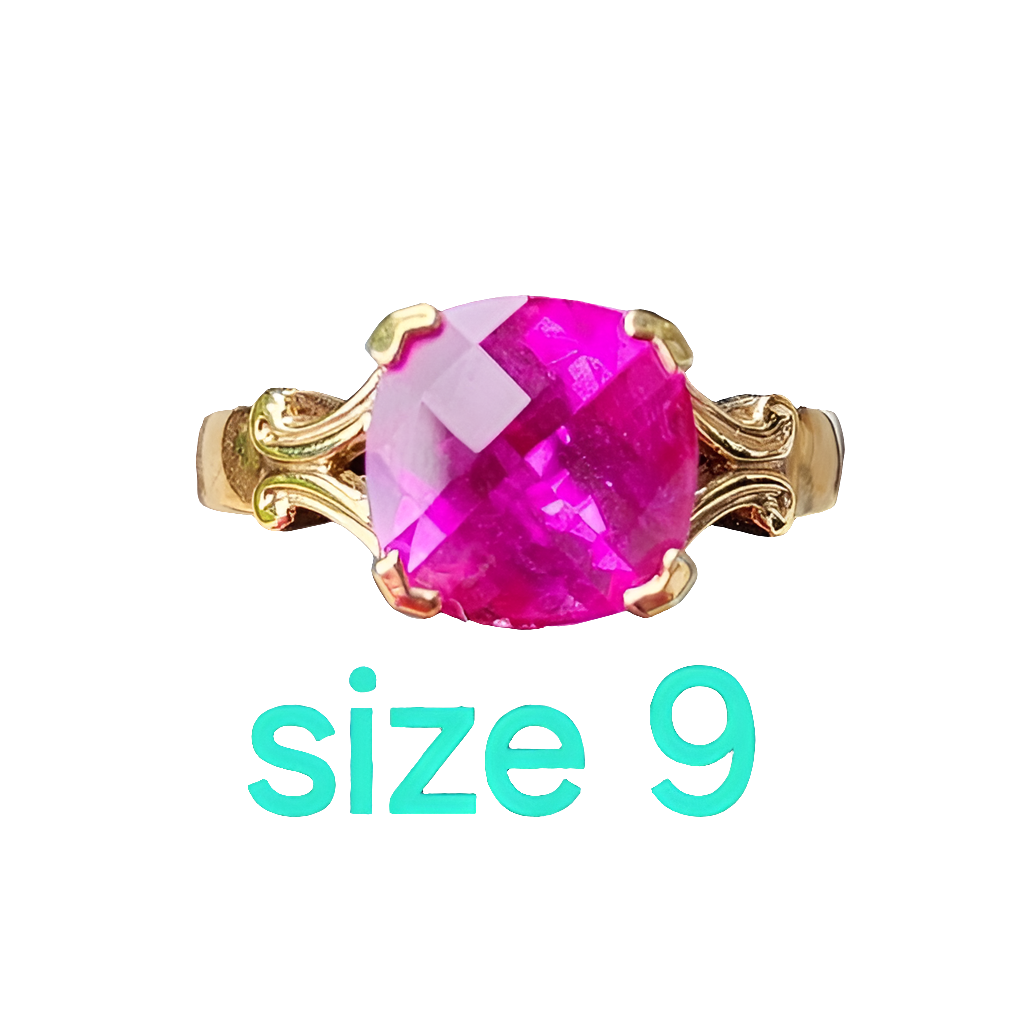 Sterling silver gold vermeil 1.97 pink sapphire relios Carolyn Pollack size 9