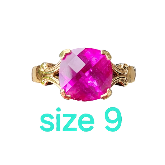 Sterling silver gold vermeil 1.97 pink sapphire relios Carolyn Pollack size 9