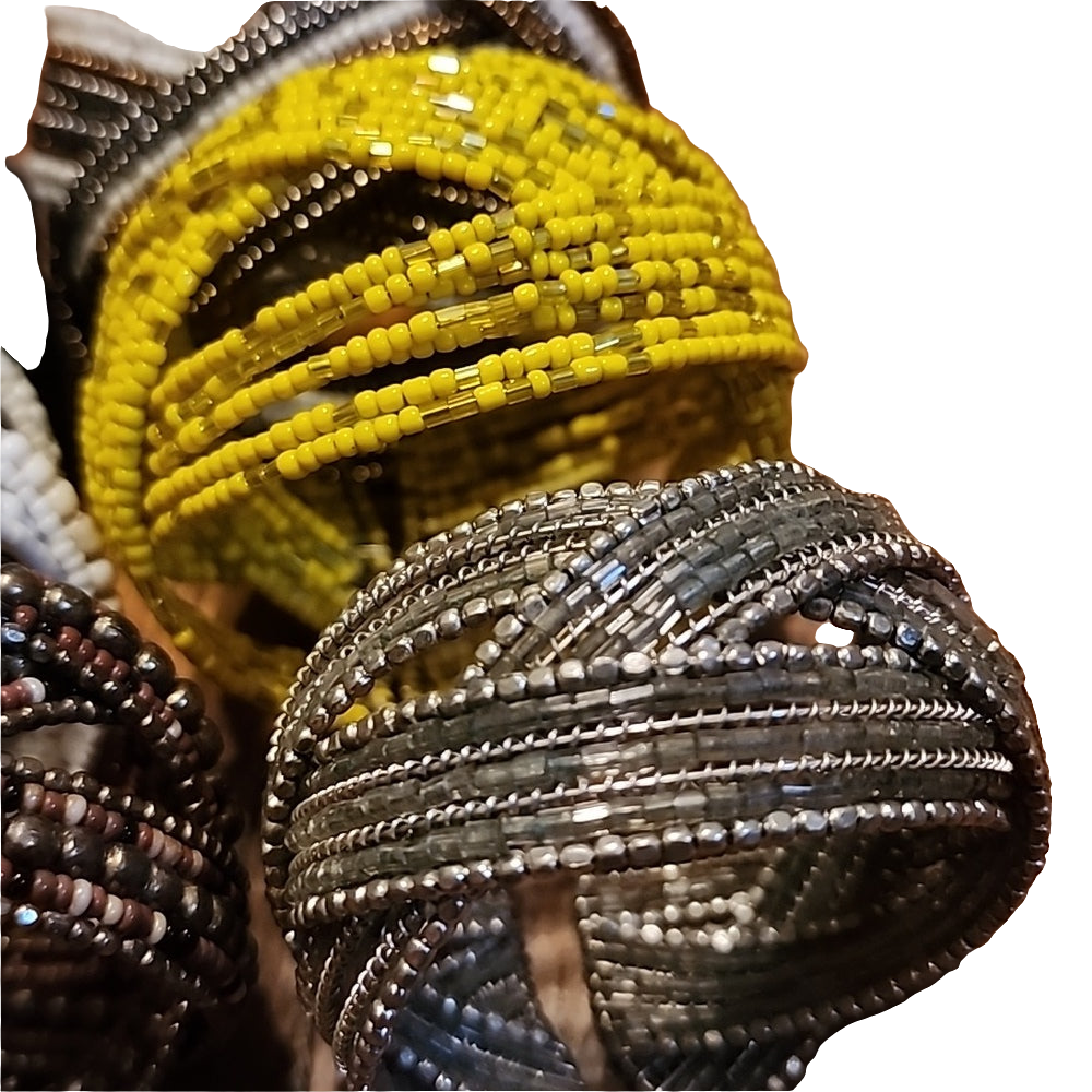 Bundle lot fashion costume jewelry 6 Beaded cuff bracelets