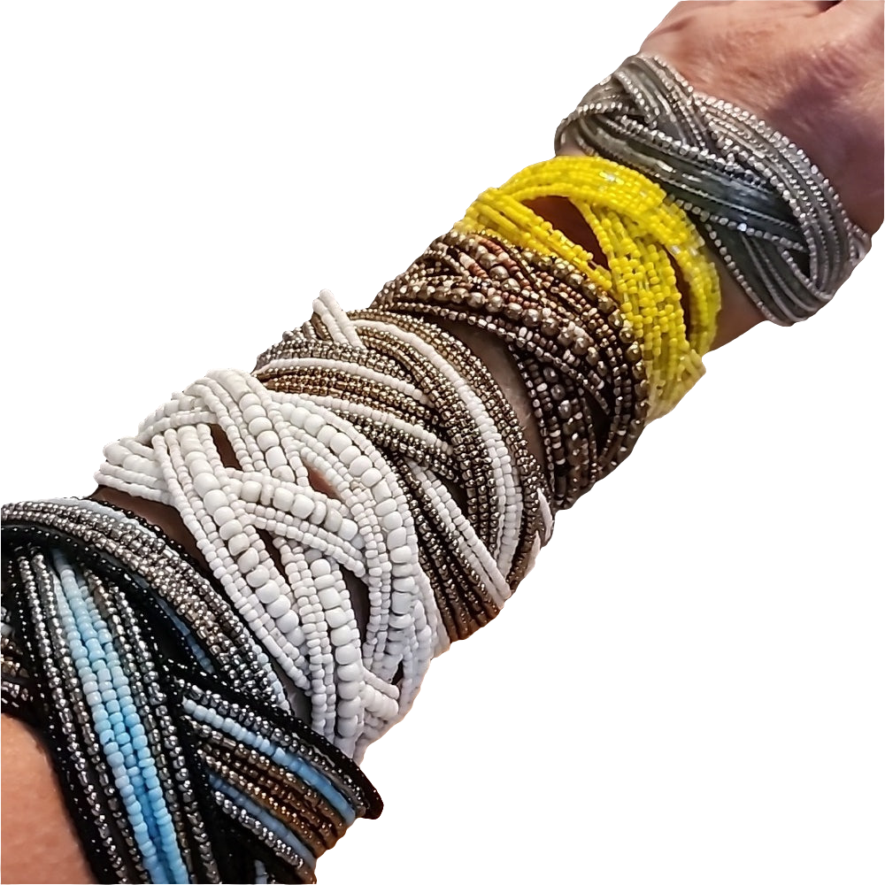 Bundle lot fashion costume jewelry 6 Beaded cuff bracelets