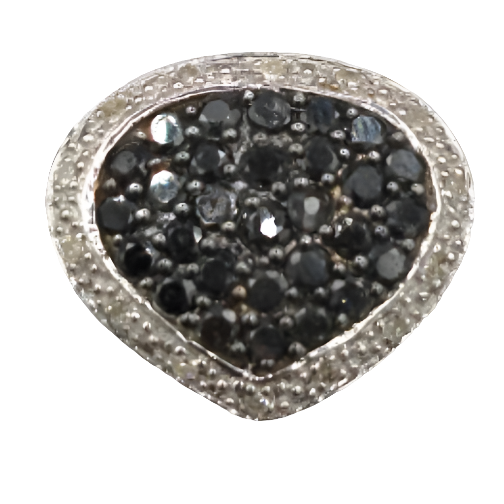 10k karat white gold black and clear diamond ring size 6 retails for ove…