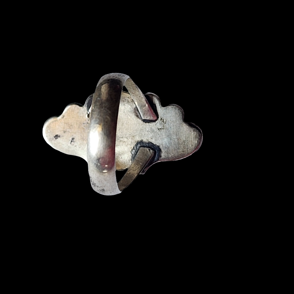 Vintage sterling silver Native American butterfly ring mother of pearl S…