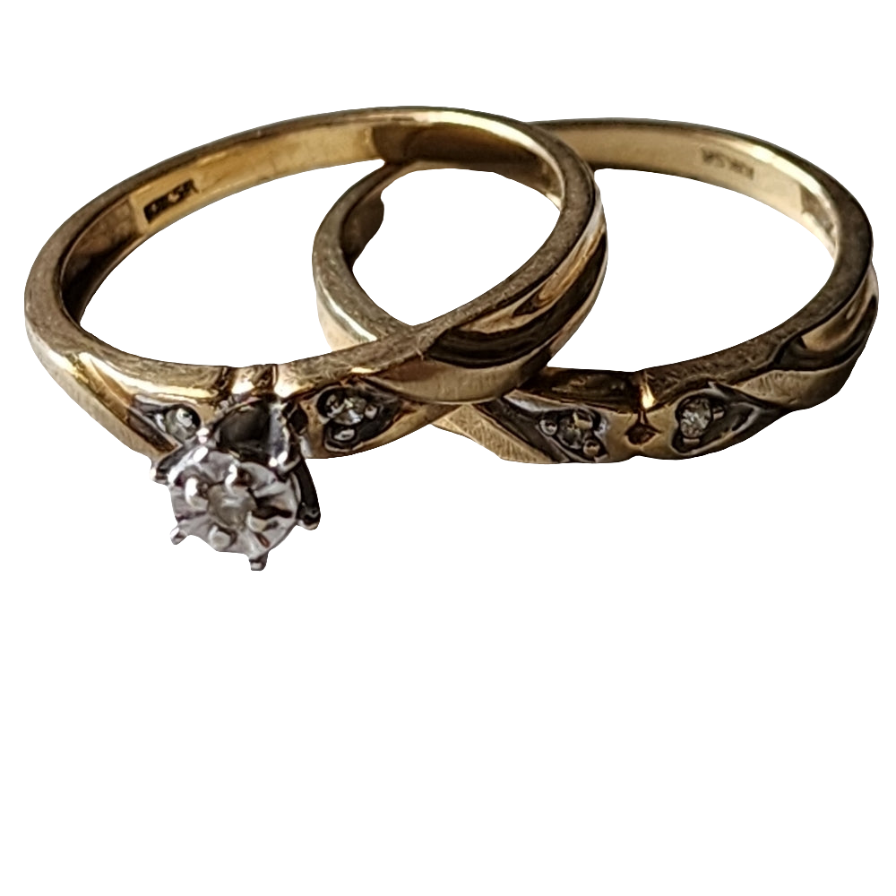 10K gold diamond bridal set size 7 wedding engagement band promise ring